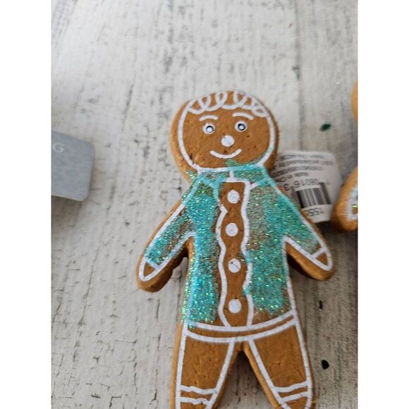 Gingerbread clip-on clips ornament Xmas tree set styrofoam - Picture 8 of 10